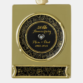 Elegantes Black & Gold 50. Hochzeitstag Banner-Ornament Gold