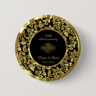Elegantes Black & Gold 50. Hochzeitstag Button