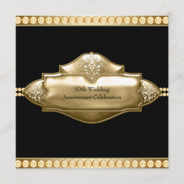 Elegantes Black Gold 50. Hochzeitstag Einladung