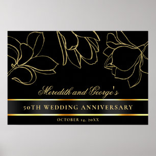 Elegantes Black Gold 50. Hochzeitstag Poster