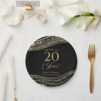 Elegantes Black Gold Agate 20-jähriges Party