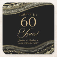 Elegantes Black Gold Agate 60-jähriges Party