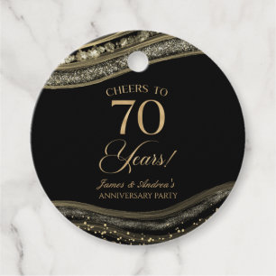Elegantes Black Gold Agate 70-jähriges Party Geschenkanhänger