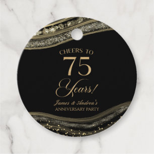 Elegantes Black Gold Agate 75-jähriges Party Geschenkanhänger