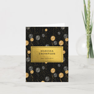 Elegantes Black & Gold Balloons Party Karte