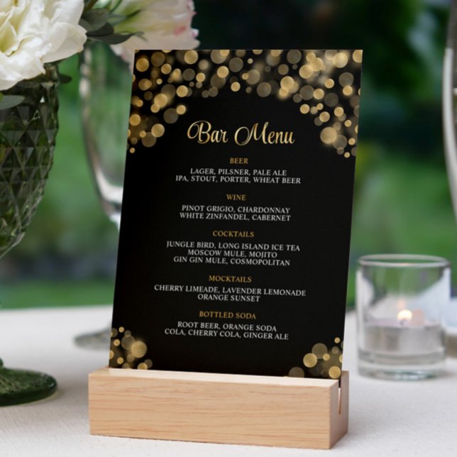 Elegantes Black & Gold Bar Menu Einladung (Von Creator hochgeladen)