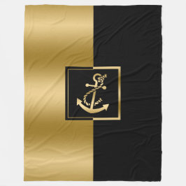 Elegantes Black & Gold Boat Anker Modernes Design Fleecedecke