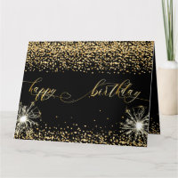 Elegantes Black Gold Confetti Happy Geburtstagsdes