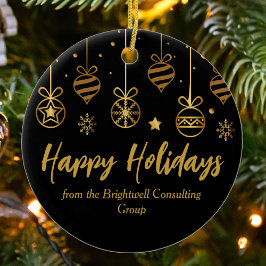 Elegantes Black Gold Custom Business Weihnachtsges Keramik Ornament