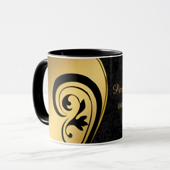 Elegantes Black & Gold Design Persönliche Gestaltu Tasse (Vorderseite Links)
