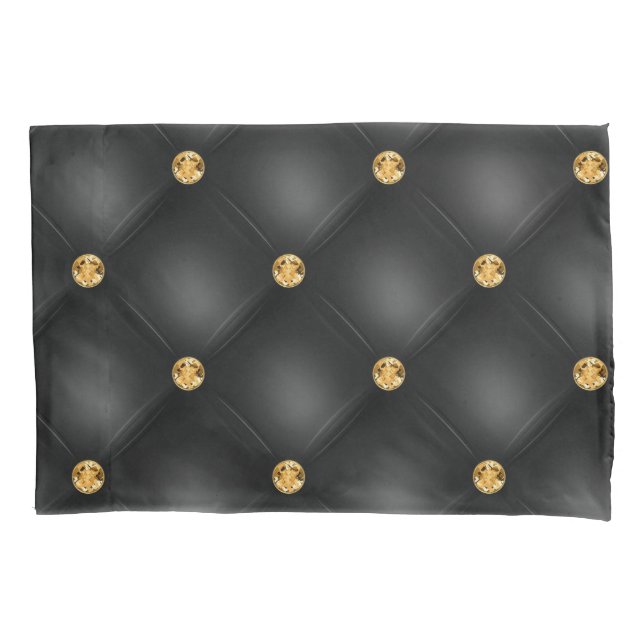 Elegantes Black Gold Diamond Tufted Kissen Case Kissenbezug (Vorderseite)