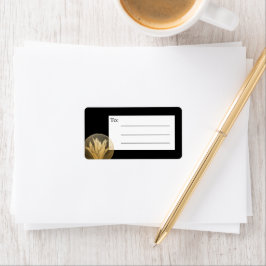 Elegantes Black Gold Floral Blank Mailing Label Adressaufkleber