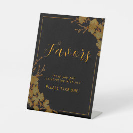 Elegantes Black & Gold Floral Gefälligkeitszeichen Sockelschild