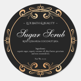 Elegantes Black Gold Foil Glamour Product Label Runder Aufkleber