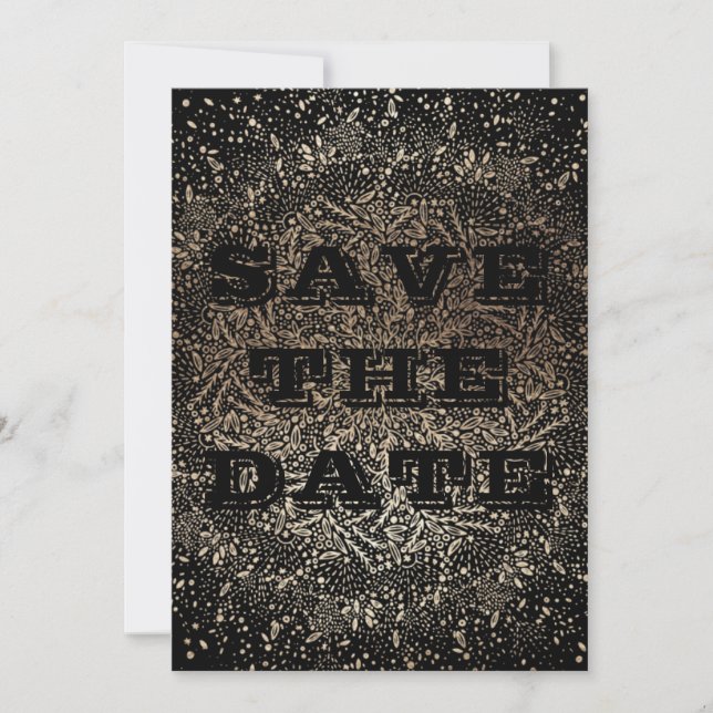Elegantes Black Gold Foto Save the Date Einladung (Vorderseite)