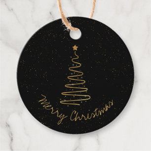 Elegantes Black Gold Frohe Weihnachts-Tree-Star-Ge Geschenkanhänger