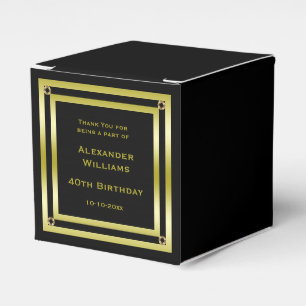 Elegantes Black & Gold Gerahmt 40. Geburtstag Geschenkschachtel