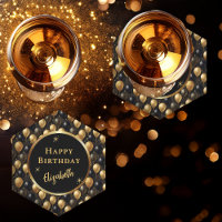 Elegantes Black Gold Glitzer Balloons Muster A021