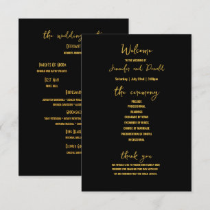 Elegantes Black Gold Glitzer Brooch Wedding Progra Ankündigung