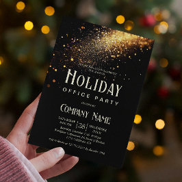 Elegantes Black Gold Glitzer Holiday Office Party Einladung