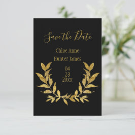 Elegantes Black Gold Leaf Modernes Minimalistische Save The Date