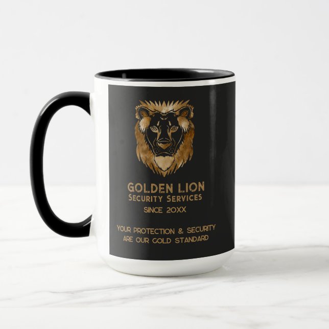 Elegantes Black Gold Lion Luxe Business Logo Tasse (Links)