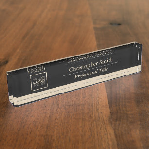 Elegantes Black Gold-Logo Namensplakette