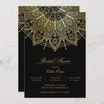 Elegantes Black & Gold Mandala Brautparty