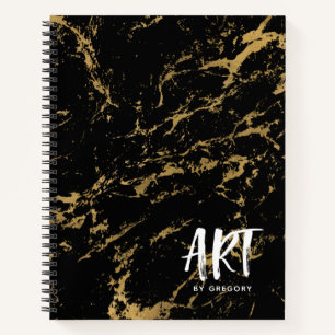 Elegantes Black Gold Marble Sketchbook Notizbuch