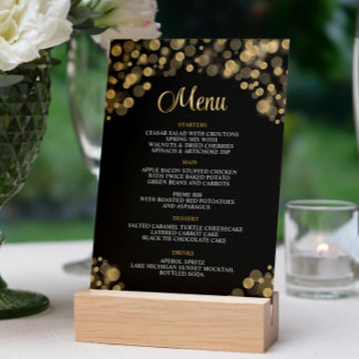 Elegantes Black & Gold Menü Einladung