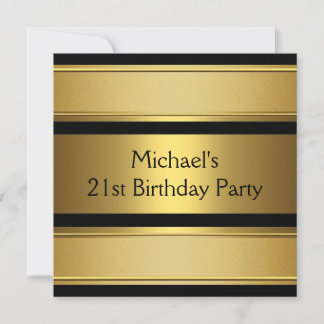 Elegantes Black & Gold Metal 21. Geburtstag Party Einladung