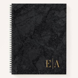 Elegantes Black Gold Monogram ErstNotebook Notizbuch