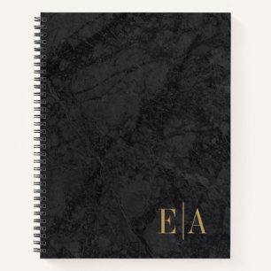 Elegantes Black Gold Monogram ErstNotebook Notizbuch