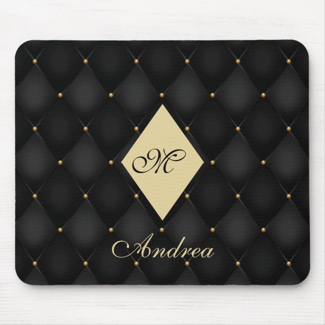 Elegantes Black Gold Monogram gespielt Mousepad (Vorne)