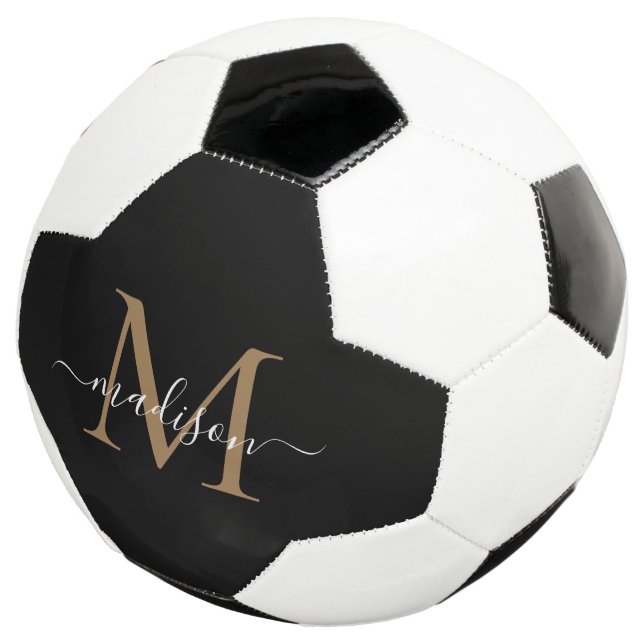 Elegantes Black Gold Monogram Niedlich Girly Scrip Fußball (Dreiviertel)