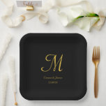 Elegantes Black Gold Monogramm, das jedes Party ho Pappteller<br><div class="desc">Elegantes Black Gold Monogramm,  das alle Party Paper-Teller hochzimmern kann</div>