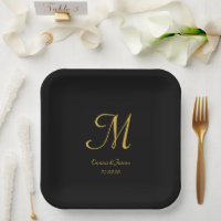 Elegantes Black Gold Monogramm, das jedes Party ho