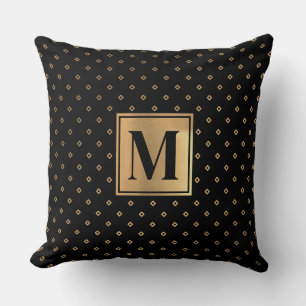 Elegantes Black Gold Monogramm Kissen