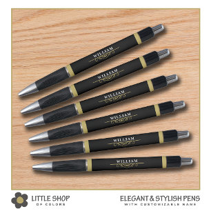 Elegantes Black Gold Monogramm Kugelschreiber