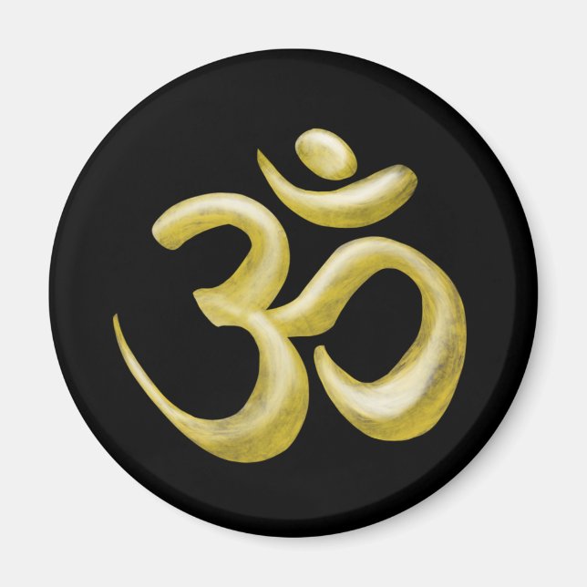 Elegantes Black Gold Om Sanskrit Symbol Magnet (Vorne)