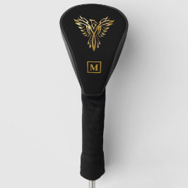 Elegantes Black & Gold Phoenix Rising Monogramm Golf Headcover