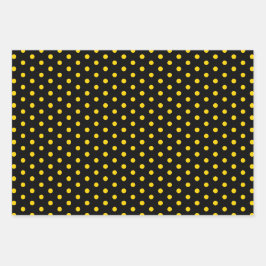 Elegantes Black Gold Polka Dot Geschenkpapier Set