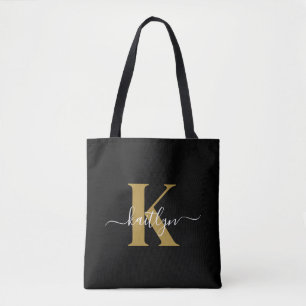 Elegantes Black-Gold-Script-Monogramm