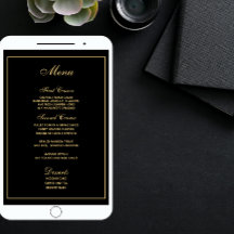 Elegantes Black Gold Script Wedding Menü