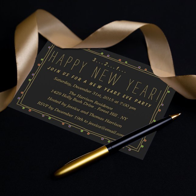 Elegantes Black & Gold Silvester Party Einladung (Von Creator hochgeladen)