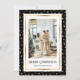 Elegantes Black Gold Starry Foto Frohe Weihnachten