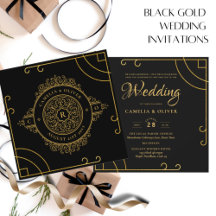 Elegantes Black Gold Verziert Vintage WEDDING