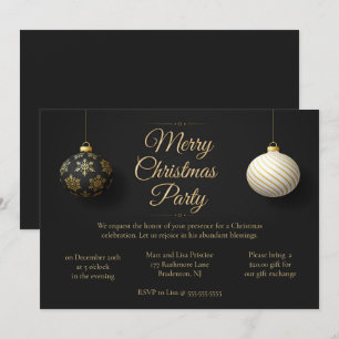 Elegantes Black & Gold Weihnachts-Party Einladung
