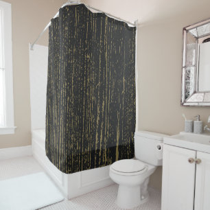 Elegantes Black Gold Wood Grain Duschvorhang