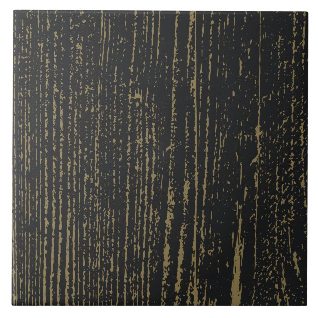 Elegantes Black Gold Wood Grain Fliese (Vorderseite)